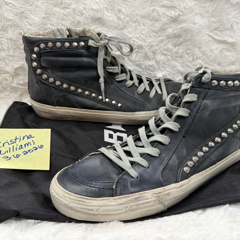 Golden Goose Slide Black with studs High-Top Sneakers